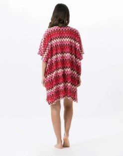 Kaftan En Maille Ajourée BAHIA 740 Rose Multico -Pyjama Chic Femme Magasin kaftan en maille ajouree bahia 740 rose multico 5