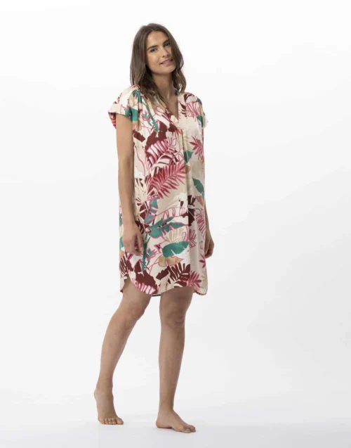 Kaftan Imprimé Fleurs En 100% Viscose CAMÉLIA 740 Multico -Pyjama Chic Femme Magasin kaftan imprime fleurs en 100 viscose camelia 740 multico 3