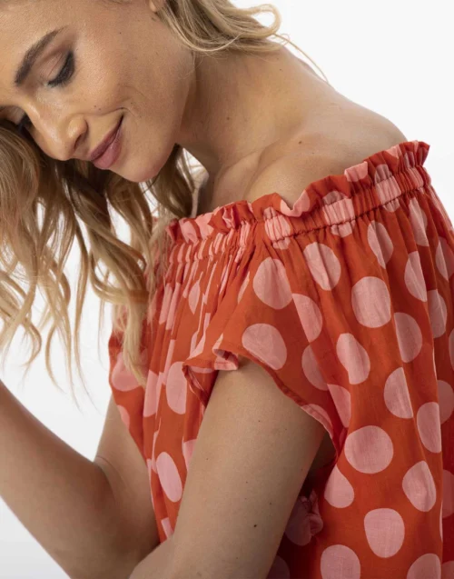 Kaftan Imprimé Pois En 100% Coton RIVA 741 Rose -Pyjama Chic Femme Magasin kaftan imprime pois en 100 coton riva 741 rose 2