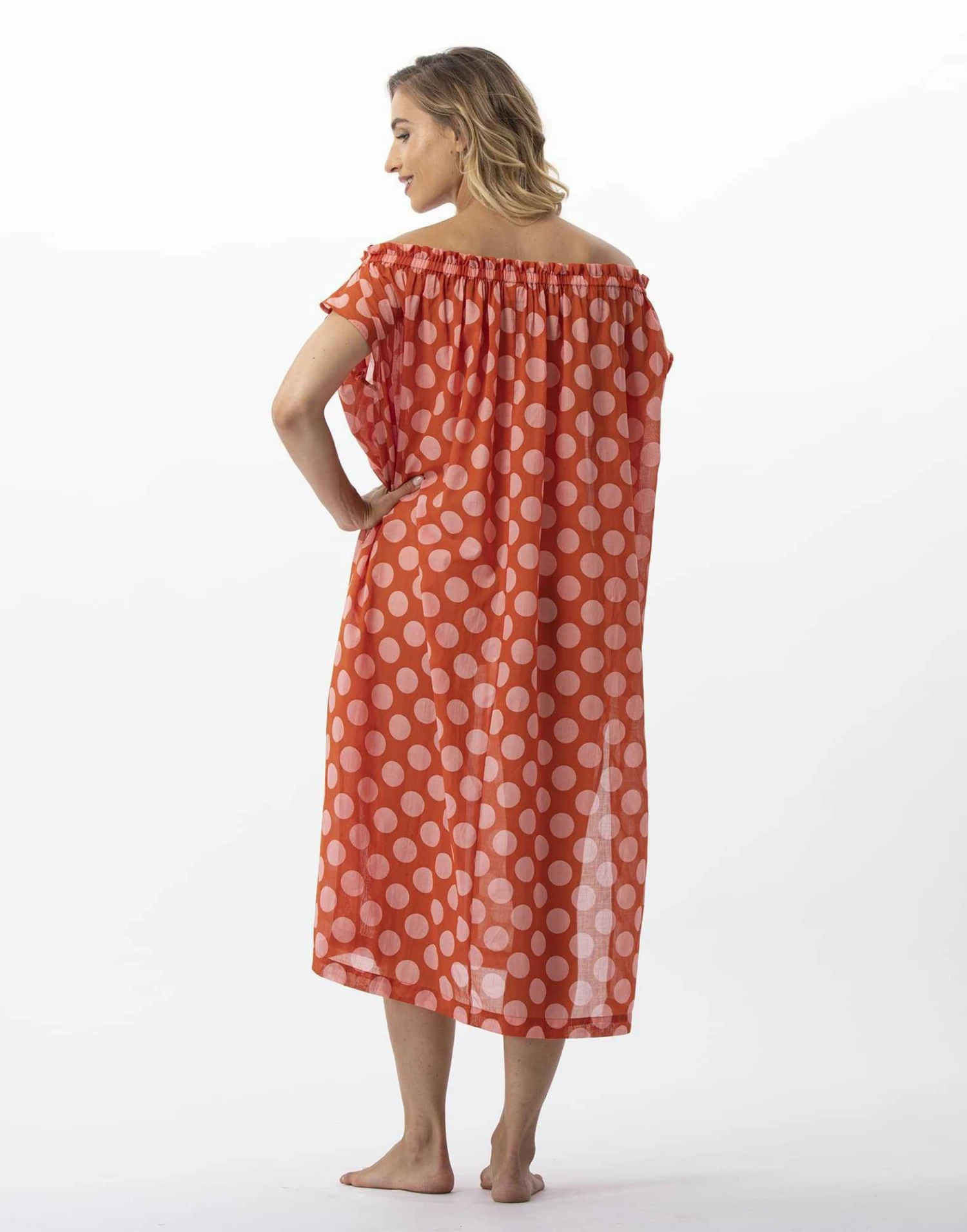 Kaftan Imprimé Pois En 100% Coton RIVA 741 Rose 6 Kaftan Imprimé Pois En 100% Coton RIVA 741 Rose – Image 6