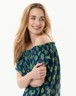 Pyjama Chic Femme Magasin -Pyjama Chic Femme Magasin kaftan imprime pois en 100 coton riva 741 vert 1