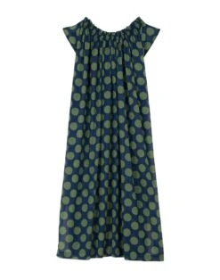 Kaftan Imprimé Pois En 100% Coton RIVA 741 Vert -Pyjama Chic Femme Magasin kaftan imprime pois en 100 coton riva 741 vert 6