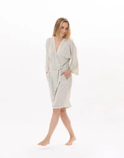 Kimonoen Viscose CALISSON 960 Anis -Pyjama Chic Femme Magasin kimono en viscose calisson 960 anis 2