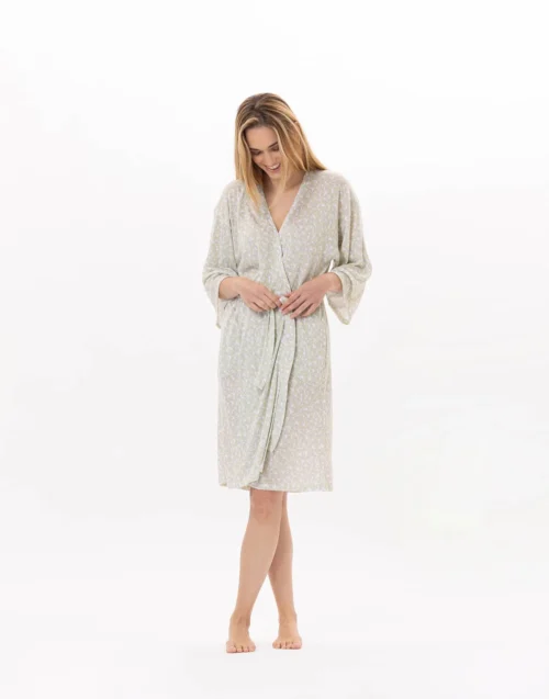 Kimonoen Viscose CALISSON 960 Anis -Pyjama Chic Femme Magasin kimono en viscose calisson 960 anis 4