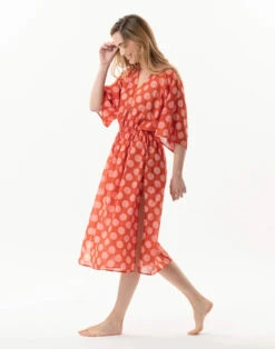 Kimono Imprimé Pois En 100% Coton RIVA 770 Rose -Pyjama Chic Femme Magasin kimono imprime pois en 100 coton riva 770 rose 2