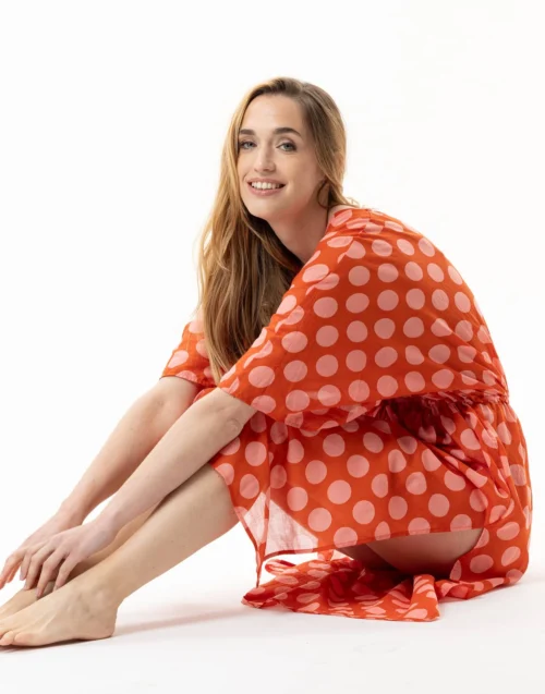 Kimono Imprimé Pois En 100% Coton RIVA 770 Rose -Pyjama Chic Femme Magasin kimono imprime pois en 100 coton riva 770 rose 3