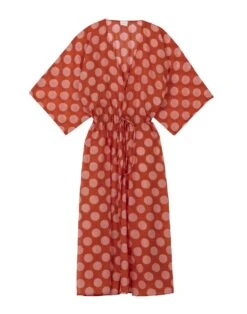 Kimono Imprimé Pois En 100% Coton RIVA 770 Rose -Pyjama Chic Femme Magasin kimono imprime pois en 100 coton riva 770 rose 5