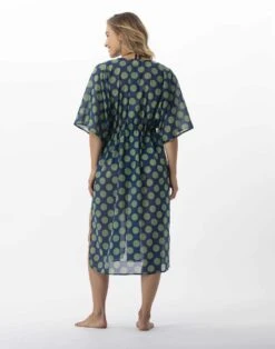 Kimono Imprimé Pois En 100% Coton RIVA 770 Vert -Pyjama Chic Femme Magasin kimono imprime pois en 100 coton riva 770 vert 4