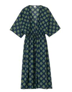 Kimono Imprimé Pois En 100% Coton RIVA 770 Vert -Pyjama Chic Femme Magasin kimono imprime pois en 100 coton riva 770 vert 5