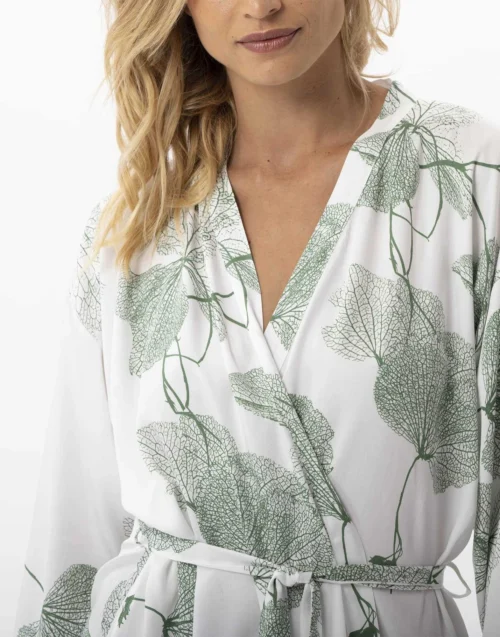 Kimono Motif Végétal En 100% Viscose GINKGO 760 Kaki -Pyjama Chic Femme Magasin kimono motif vegetal en 100 viscose ginkgo 760 kaki 2