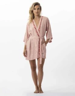 Kimono Rayé En 100% Viscose BIRKIN 760 Dragée