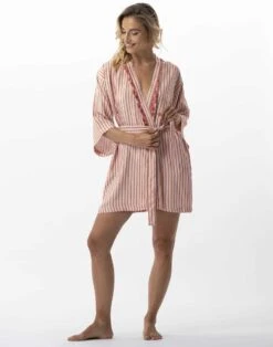 Kimono Rayé En 100% Viscose BIRKIN 760 Dragée -Pyjama Chic Femme Magasin kimono raye en 100 viscose birkin 760 dragee 3