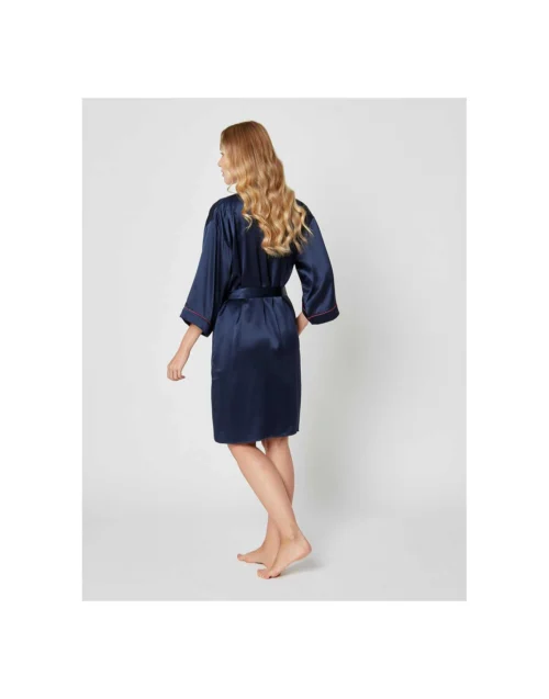 Kimono Soie 260 Marine 5 Kimono Soie 260 Marine -Pyjama Chic Femme Magasin kimono soie 260 marine 2