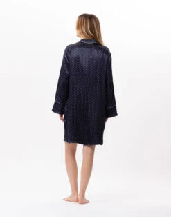Liquette Boutonnée En Viscose MOON 805 Marine -Pyjama Chic Femme Magasin liquette boutonnee en viscose moon 805 marine 4