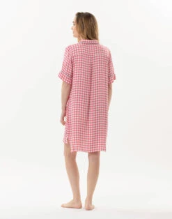 Liquette En 100% Viscose Pied-de-poule COCOTTE 705 Fraise -Pyjama Chic Femme Magasin liquette en 100 viscose pied de poule cocotte 705 fraise 5
