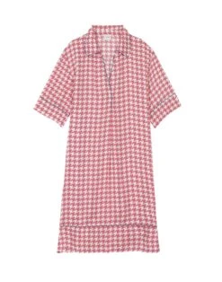 Liquette En 100% Viscose Pied-de-poule COCOTTE 705 Fraise -Pyjama Chic Femme Magasin liquette en 100 viscose pied de poule cocotte 705 fraise 6