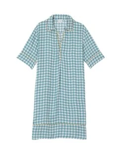 Liquette En 100% Viscose Pied-de-poule COCOTTE 705 Lagon -Pyjama Chic Femme Magasin liquette en 100 viscose pied de poule cocotte 705 lagon 5
