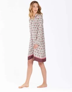 Liquette En Viscose Imprimée écru ZOÉ 605 écru -Pyjama Chic Femme Magasin liquette en viscose imprimee ecru zoe 605 ecru 3