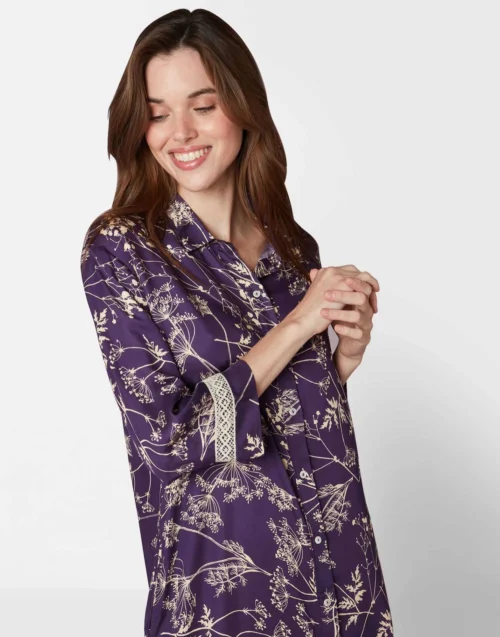 Pyjama Chic Femme Magasin -Pyjama Chic Femme Magasin liquette imprimee en viscose casamance 505 myrtille lin 1