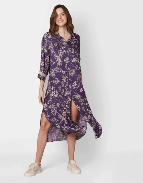 Liquette Imprimée En Viscose CASAMANCE 505 Myrtille/lin -Pyjama Chic Femme Magasin liquette imprimee en viscose casamance 505 myrtille lin 2