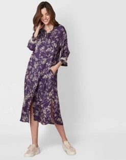 Liquette Imprimée En Viscose CASAMANCE 505 Myrtille/lin