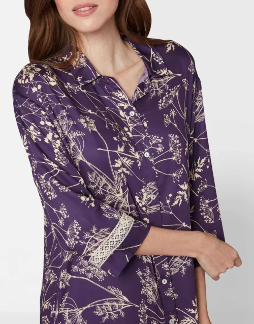 Liquette Imprimée En Viscose CASAMANCE 505 Myrtille/lin -Pyjama Chic Femme Magasin liquette imprimee en viscose casamance 505 myrtille lin 3