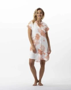 Liquette Motif Végétal En 100% Viscose GINKGO 705 Mandarine