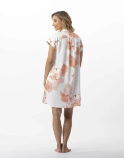 Liquette Motif Végétal En 100% Viscose GINKGO 705 Mandarine -Pyjama Chic Femme Magasin liquette motif vegetal en 100 viscose ginkgo 705 mandarine 4