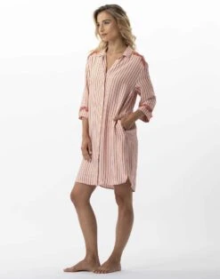 Liquette Rayée En 100% Viscose BIRKIN 705 Dragée -Pyjama Chic Femme Magasin liquette rayee en 100 viscose birkin 705 dragee 2