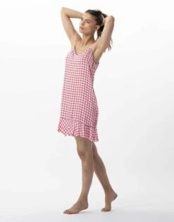 Nuisette En 100% Viscose Pied-de-poule COCOTTE 703 Fraise -Pyjama Chic Femme Magasin nuisette en 100 viscose pied de poule cocotte 703 fraise 3