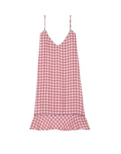 Nuisette En 100% Viscose Pied-de-poule COCOTTE 703 Fraise -Pyjama Chic Femme Magasin nuisette en 100 viscose pied de poule cocotte 703 fraise 5