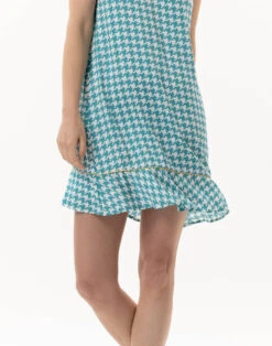 Nuisette En 100% Viscose Pied-de-poule COCOTTE 703 Lagon -Pyjama Chic Femme Magasin nuisette en 100 viscose pied de poule cocotte 703 lagon 2