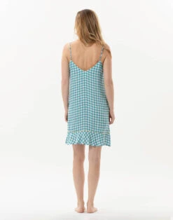 Nuisette En 100% Viscose Pied-de-poule COCOTTE 703 Lagon -Pyjama Chic Femme Magasin nuisette en 100 viscose pied de poule cocotte 703 lagon 5