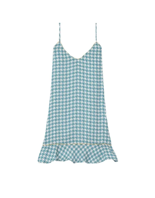 Nuisette En 100% Viscose Pied-de-poule COCOTTE 703 Lagon -Pyjama Chic Femme Magasin nuisette en 100 viscose pied de poule cocotte 703 lagon 6