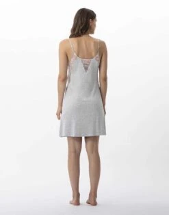 Nuisette En Jersey Et Dentelle ANNAH 703 Gris Chiné -Pyjama Chic Femme Magasin nuisette en jersey et dentelle annah 703 gris chine 4
