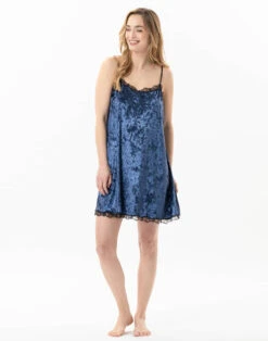 Nuisette En Panne De Velours PLATINE 803 Bleu
