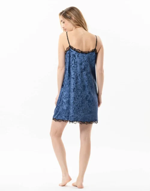 Nuisette En Panne De Velours PLATINE 803 Bleu 10 Nuisette En Panne De Velours PLATINE 803 Bleu -Pyjama Chic Femme Magasin nuisette en panne de velours platine 803 bleu 4