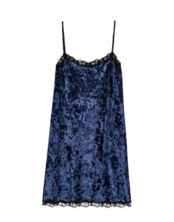 Nuisette En Panne De Velours PLATINE 803 Bleu -Pyjama Chic Femme Magasin nuisette en panne de velours platine 803 bleu 5