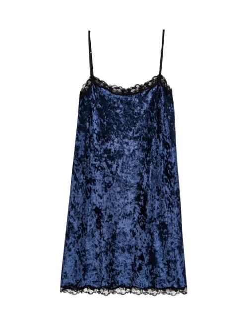 Nuisette En Panne De Velours PLATINE 803 Bleu 11 Nuisette En Panne De Velours PLATINE 803 Bleu -Pyjama Chic Femme Magasin nuisette en panne de velours platine 803 bleu 5