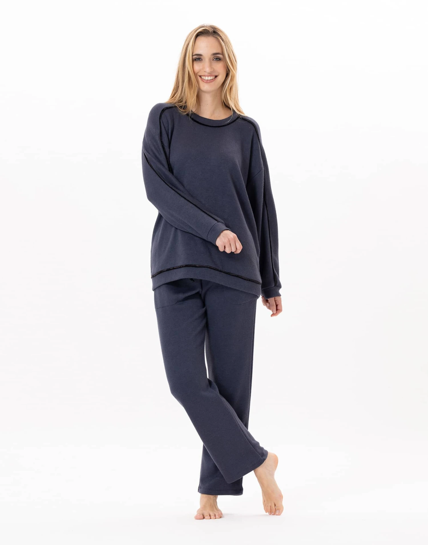 Pantalon En Maille Tricot ALPAGA 880 Marine 4 Pantalon En Maille Tricot ALPAGA 880 Marine – Image 4