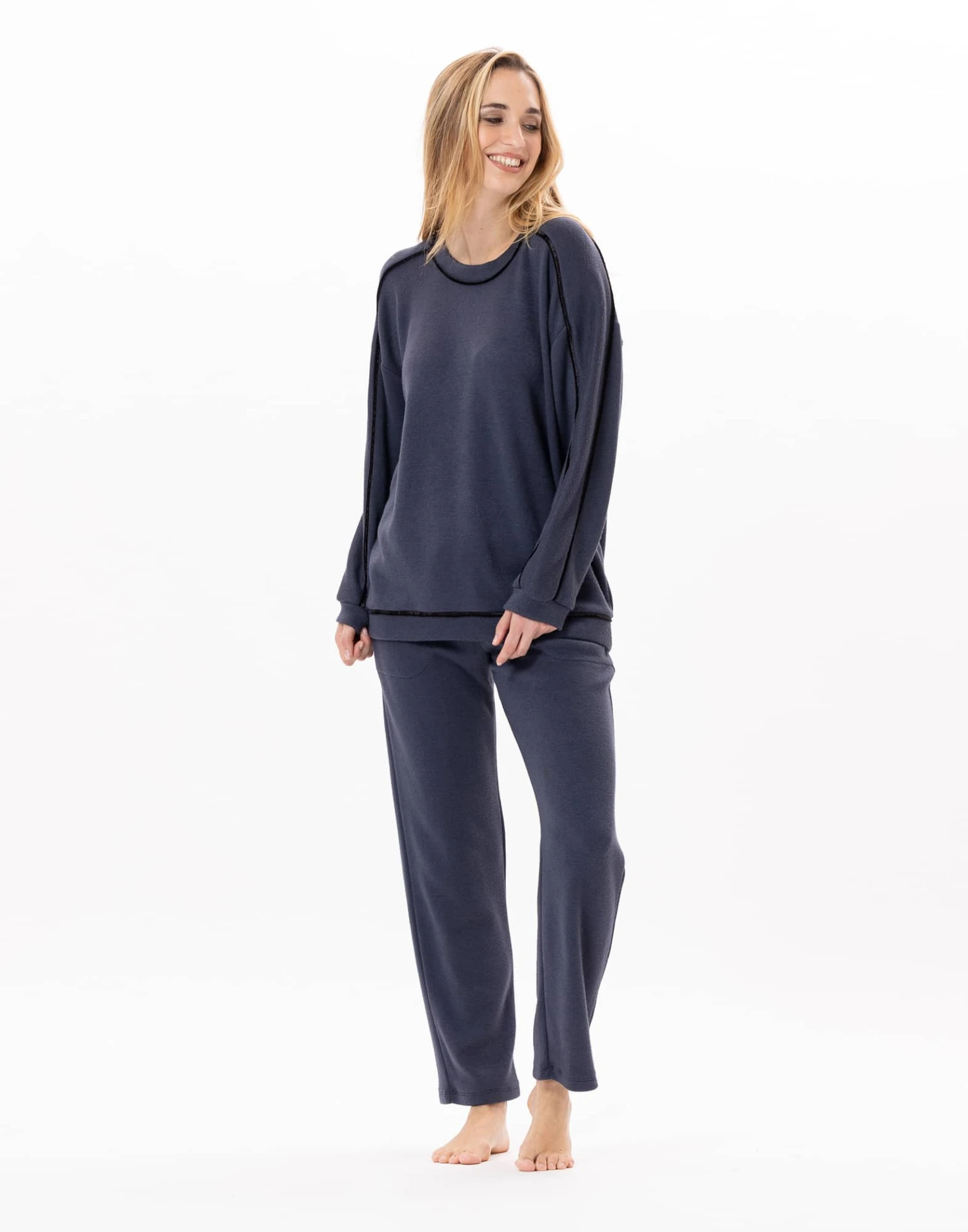 Pantalon En Maille Tricot ALPAGA 880 Marine 5 Pantalon En Maille Tricot ALPAGA 880 Marine – Image 5