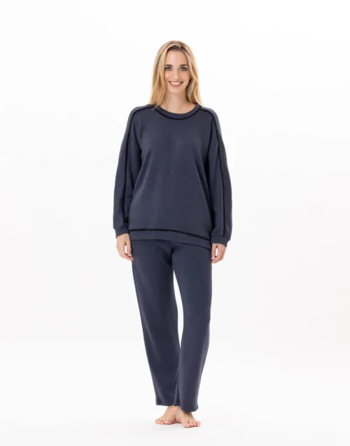 Pantalon En Maille Tricot ALPAGA 880 Marine 14 Pantalon En Maille Tricot ALPAGA 880 Marine -Pyjama Chic Femme Magasin pantalon en maille tricot alpaga 880 marine 5