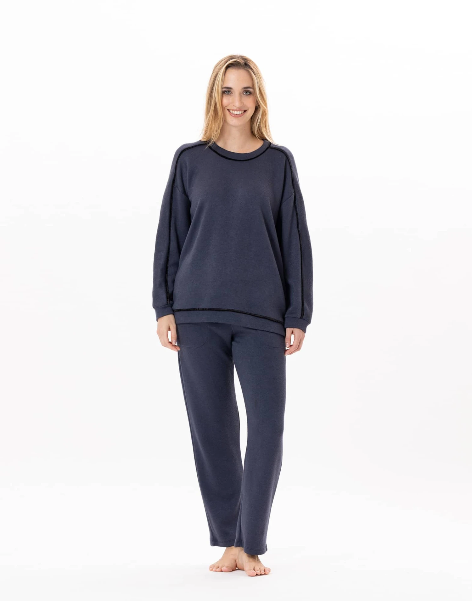 Pantalon En Maille Tricot ALPAGA 880 Marine 6 Pantalon En Maille Tricot ALPAGA 880 Marine – Image 6