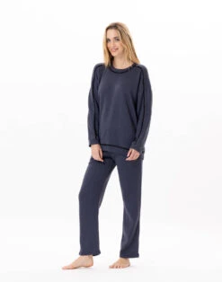 Pantalon En Maille Tricot ALPAGA 880 Marine 15 Pantalon En Maille Tricot ALPAGA 880 Marine -Pyjama Chic Femme Magasin pantalon en maille tricot alpaga 880 marine 6