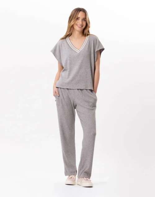 Pantalon En Maille Tricot ESMEE 880 Gris Chine 15 Pantalon En Maille Tricot ESMEE 880 Gris Chine -Pyjama Chic Femme Magasin pantalon en maille tricot esmee 880 gris chine 4