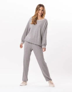 Pantalon En Maille Tricot ESMEE 880 Gris Chine 17 Pantalon En Maille Tricot ESMEE 880 Gris Chine -Pyjama Chic Femme Magasin pantalon en maille tricot esmee 880 gris chine 6