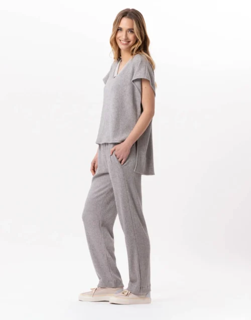Pantalon En Maille Tricot ESMEE 880 Gris Chine 18 Pantalon En Maille Tricot ESMEE 880 Gris Chine -Pyjama Chic Femme Magasin pantalon en maille tricot esmee 880 gris chine 7