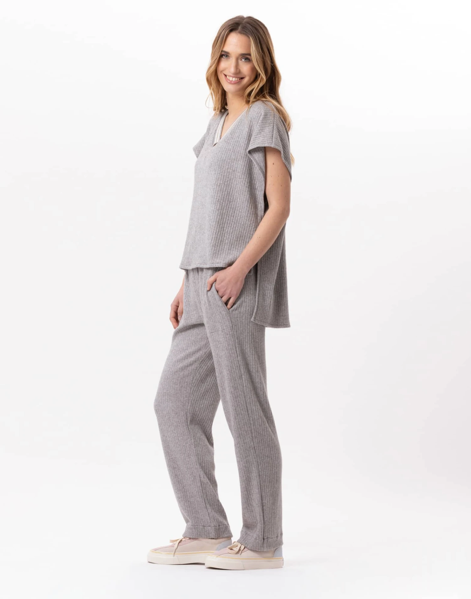 Pantalon En Maille Tricot ESMEE 880 Gris Chine 8 Pantalon En Maille Tricot ESMEE 880 Gris Chine – Image 8