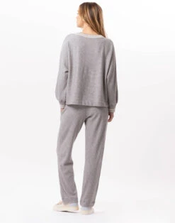 Pantalon En Maille Tricot ESMEE 880 Gris Chine 20 Pantalon En Maille Tricot ESMEE 880 Gris Chine -Pyjama Chic Femme Magasin pantalon en maille tricot esmee 880 gris chine 9