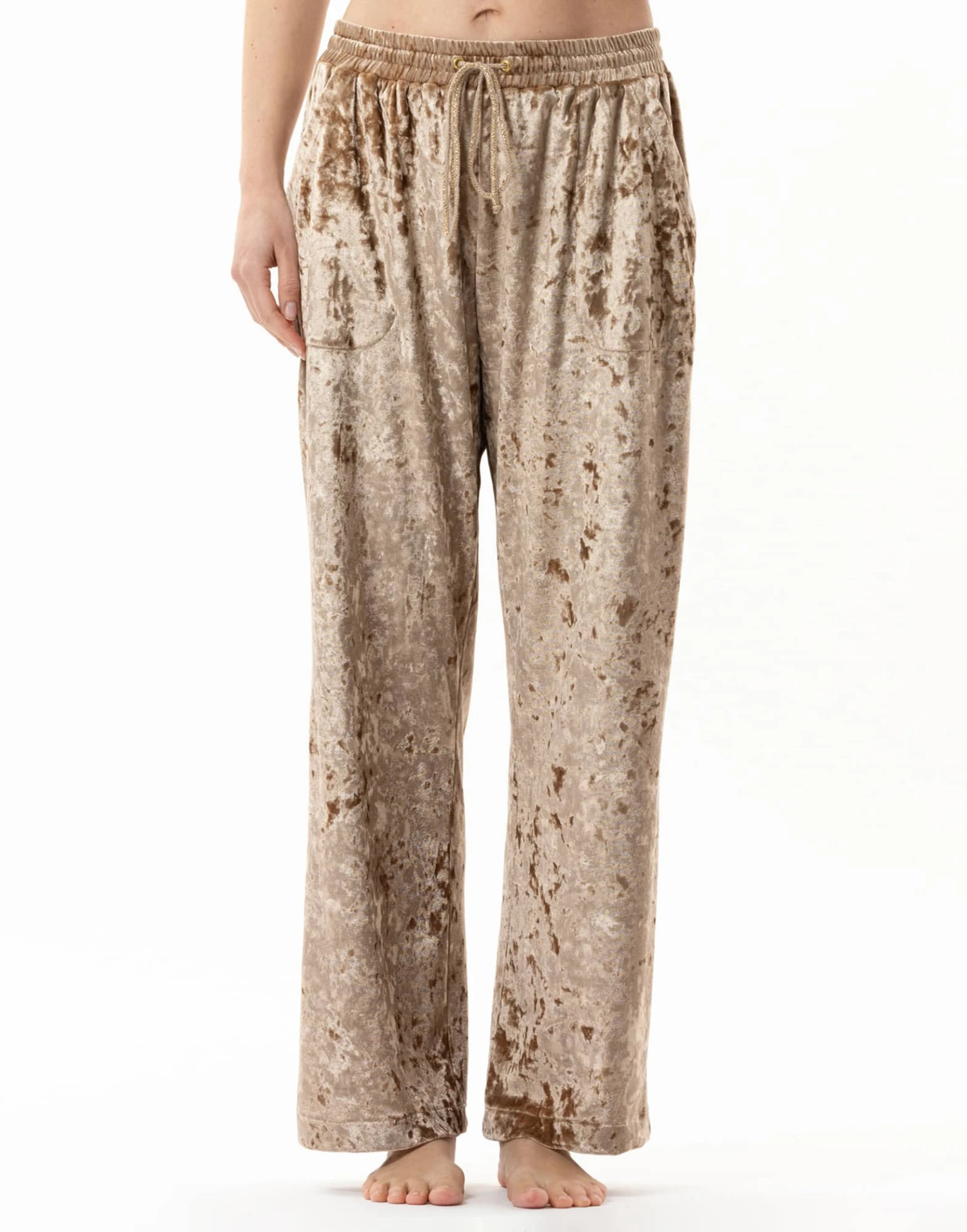 Pantalon En Panne De Velours PLATINE 880 Doré 1 Pantalon En Panne De Velours PLATINE 880 Doré
